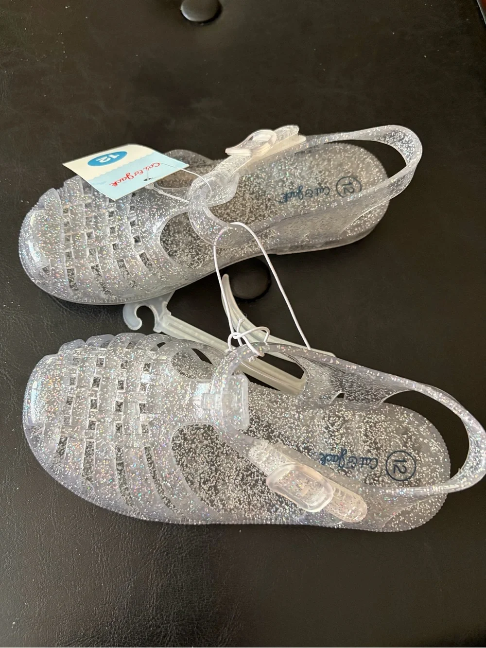 Cat & Jack Girls' Silver Glitter Jelly Sandals